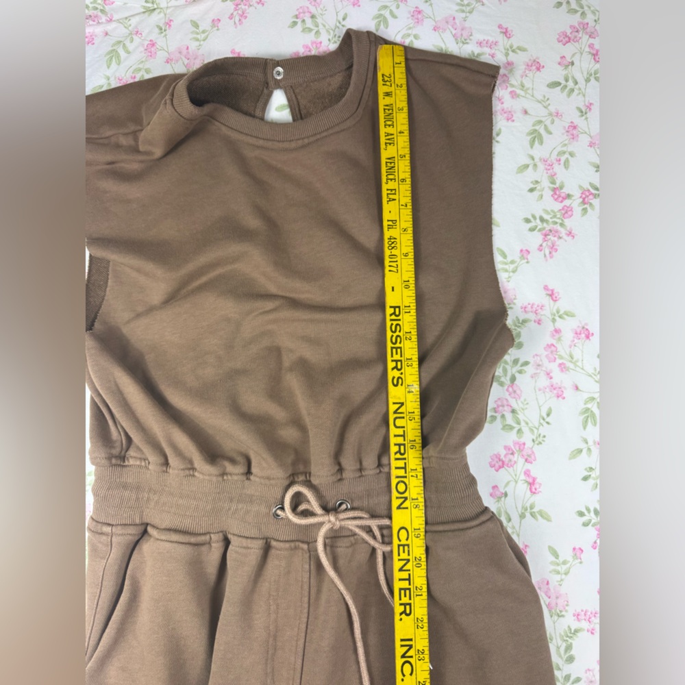 Mocha Brown Open Back Lounge Jumpsuit Sleeveless Drawstring Jogger Wide Leg Sm - Picture 9 of 10